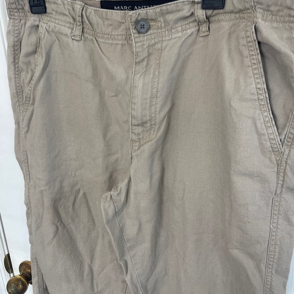 Marc Anthony Linen Pants Men 34X30 Beige Khakis Chinos Slacks Trousers Beach - Picture 2 of 7